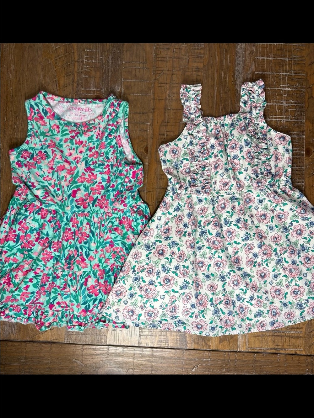 Crewcuts Pink & Teal Floral Kids Dress - Floral Print